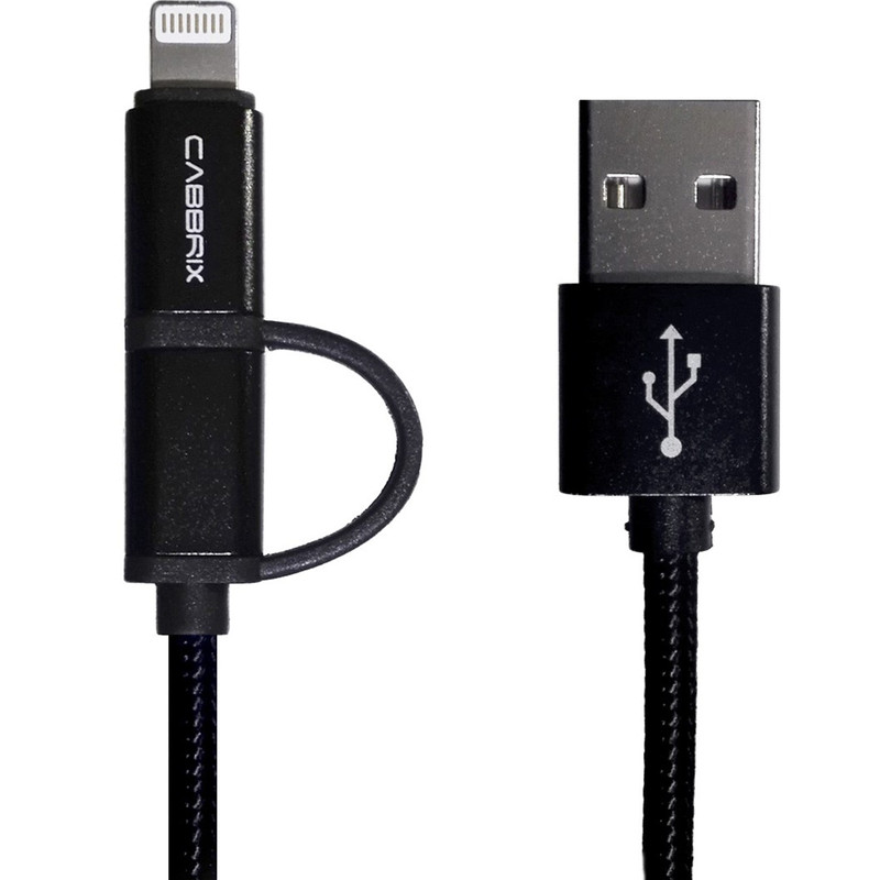 کابل تبدیل USB به microUSB و لایتنینگ کابریکس مدل 2 در 1 به طول 2 متر