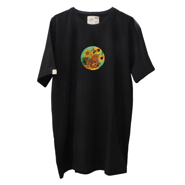 تی شرت اورسایز زنانه مسترمانی مدل گل آفتابگردان ونگوگ
