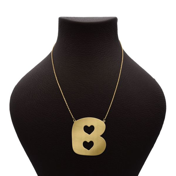 گردنبند طلا 18 عیار زنانه شمیم گلد گالری مدل حرف B و قلب MN313