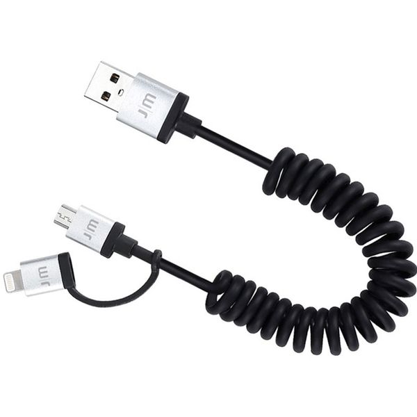 کابل تبدیل USB به microUSB و لایتنینگ جاست موبایل مدل AluCable Duo Twist به طول 1.8 متر
