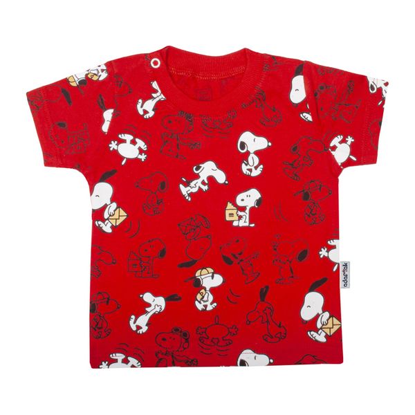 تی شرت آستین کوتاه نوزادی آدمک مدل اسنوپی کد 150003 رنگ قرمز