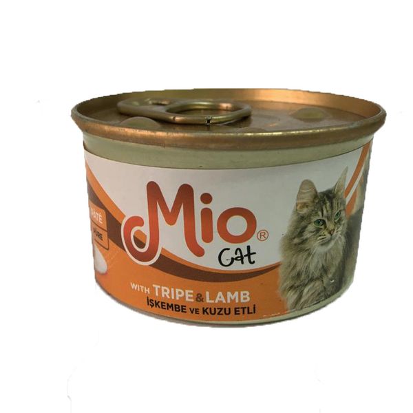 کنسرو غذای گربه میو مدل tripe&amp; lamb وزن 85 گرم 