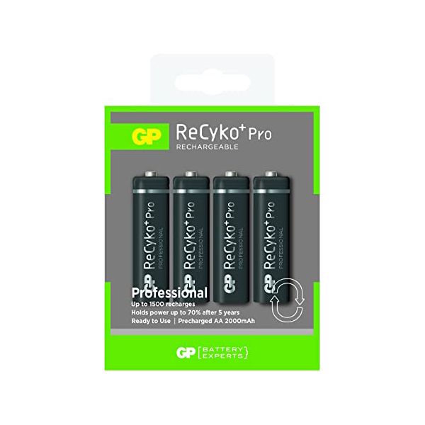 باتری قلمی قابل شارژ جی پی مدل ReCyko+ Pro Rechargeable 2000mAh بسته 4 عددی