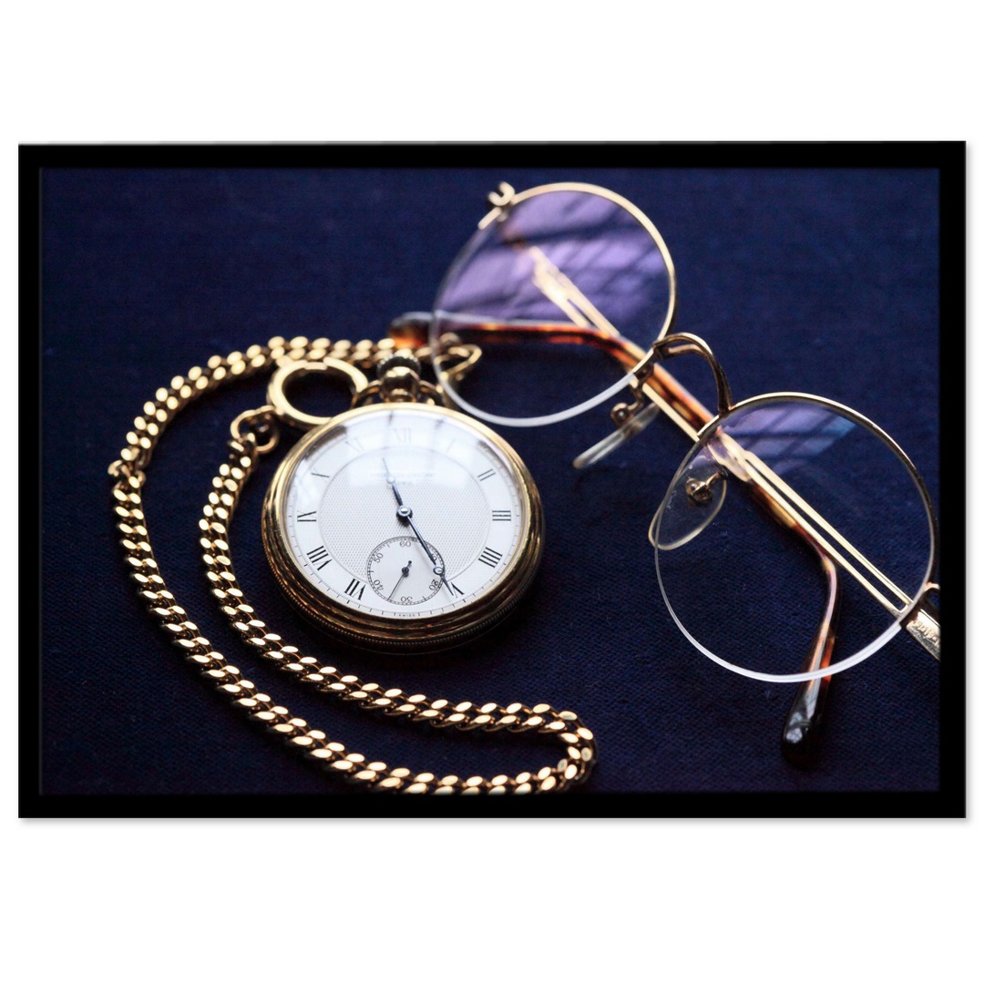 تابلو بکلیت طرح ساعت و عینک مدل B-14729