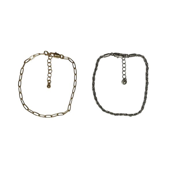 دستبند زنانه مدل زنجیری مجموعه دو عددی