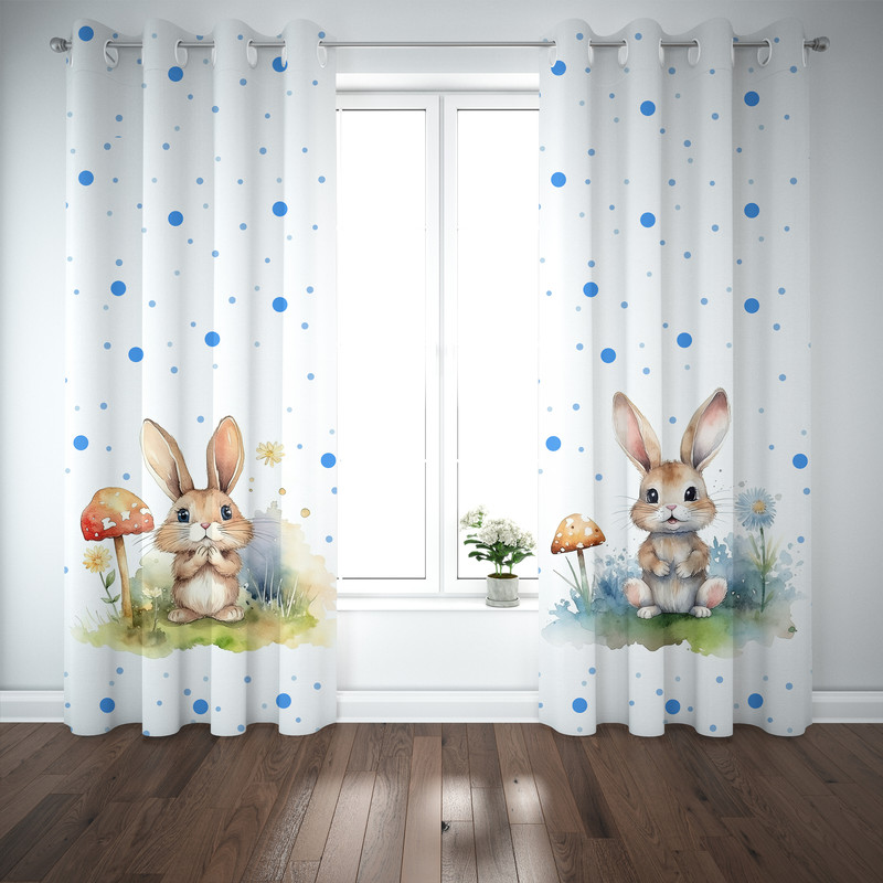 پرده مدل اتاق کودک طرح پسرانه خرگوش سایز 140x280 سانتی متر