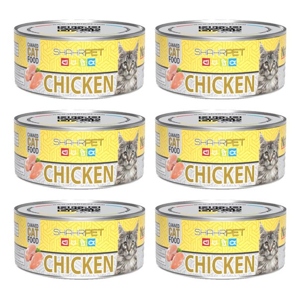 کنسرو نچرال گربه شهرپت مدل Chicken وزن 120 گرم بسته 6 عددی