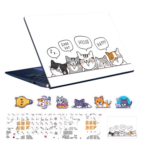 استیکر لپ تاپ توییجین و موییجین طرح حیوانات کد 28 مناسب برای لپ تاپ 15.6 اینچ به همراه برچسب حروف فارسی کیبورد