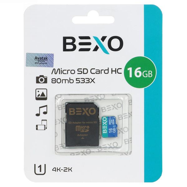 کارت حافظه microSDHC بکسو مدل 533X کلاس 10 استاندارد UHS-I سرعت 80MBps ظرفیت 16 گیگابایت