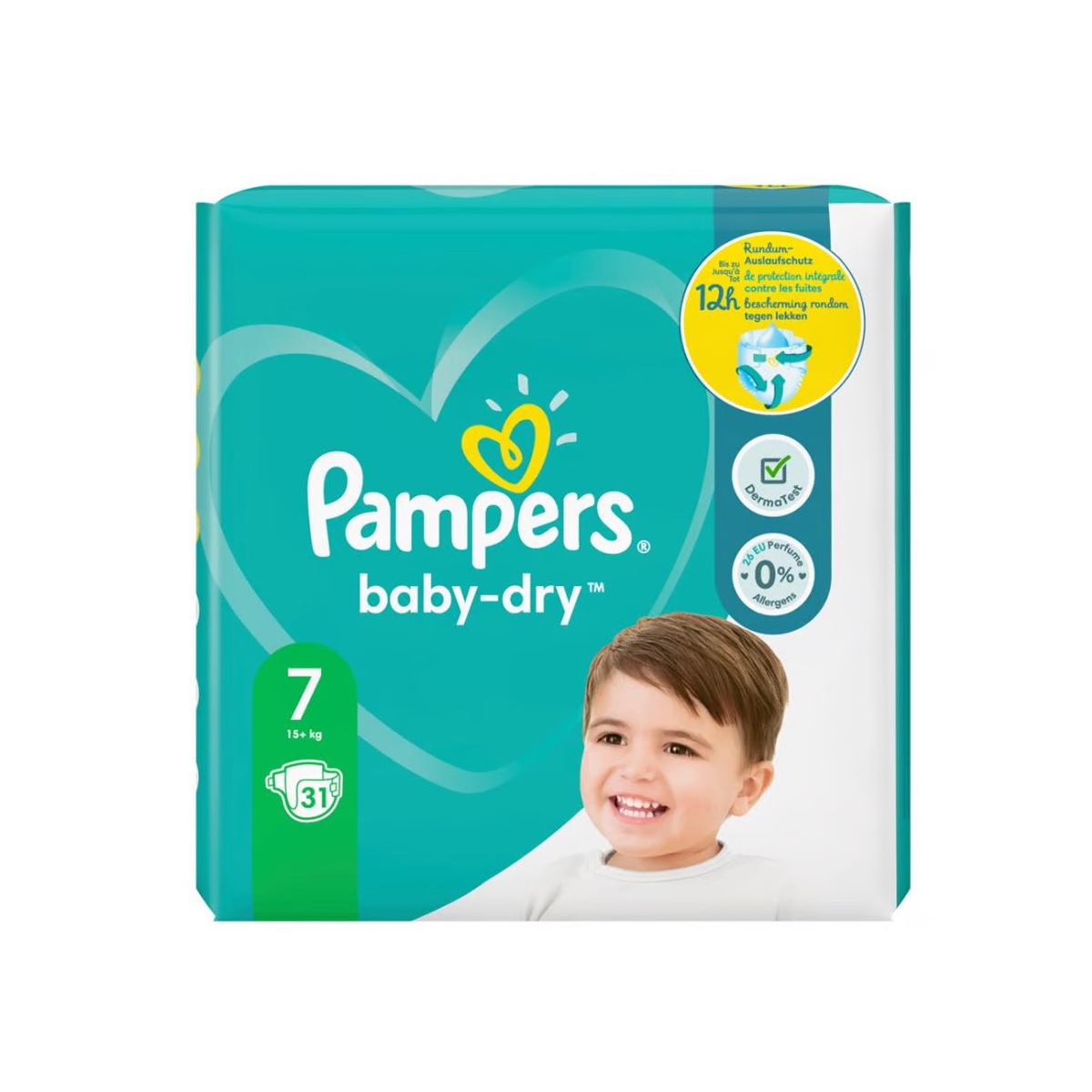 پوشک کودک پمپرز مدل baby dry سایز 7 بسته 31 عددی