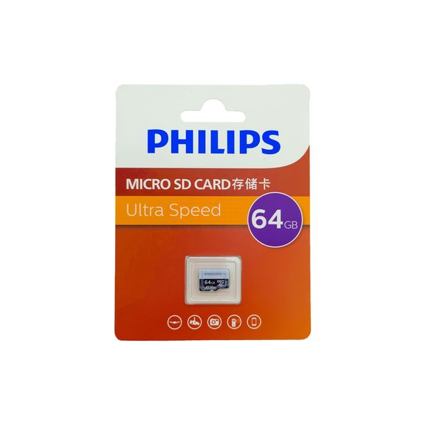 کارت حافظه microSD HC فیلیپس مدل A1-V30 کلاس 10 استاندارد UHS-I U3 سرعت 80MBps ظرفیت 64 گیگابایت