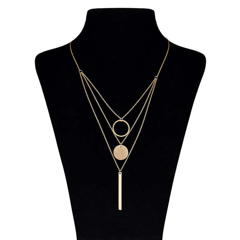 گردنبند طلا 18 عیار زنانه مایا ماهک مدل MM0397 طرح هندسی سه تایی
