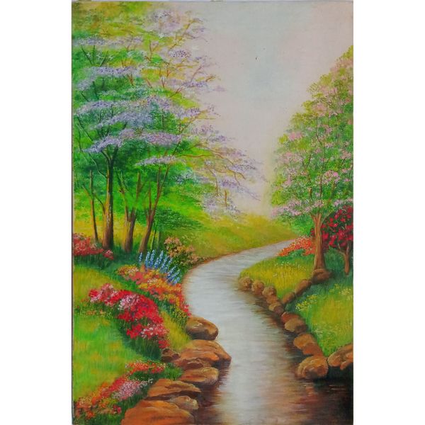 تابلو نقاشی طرح شکوفه های رود بهاری کد 30