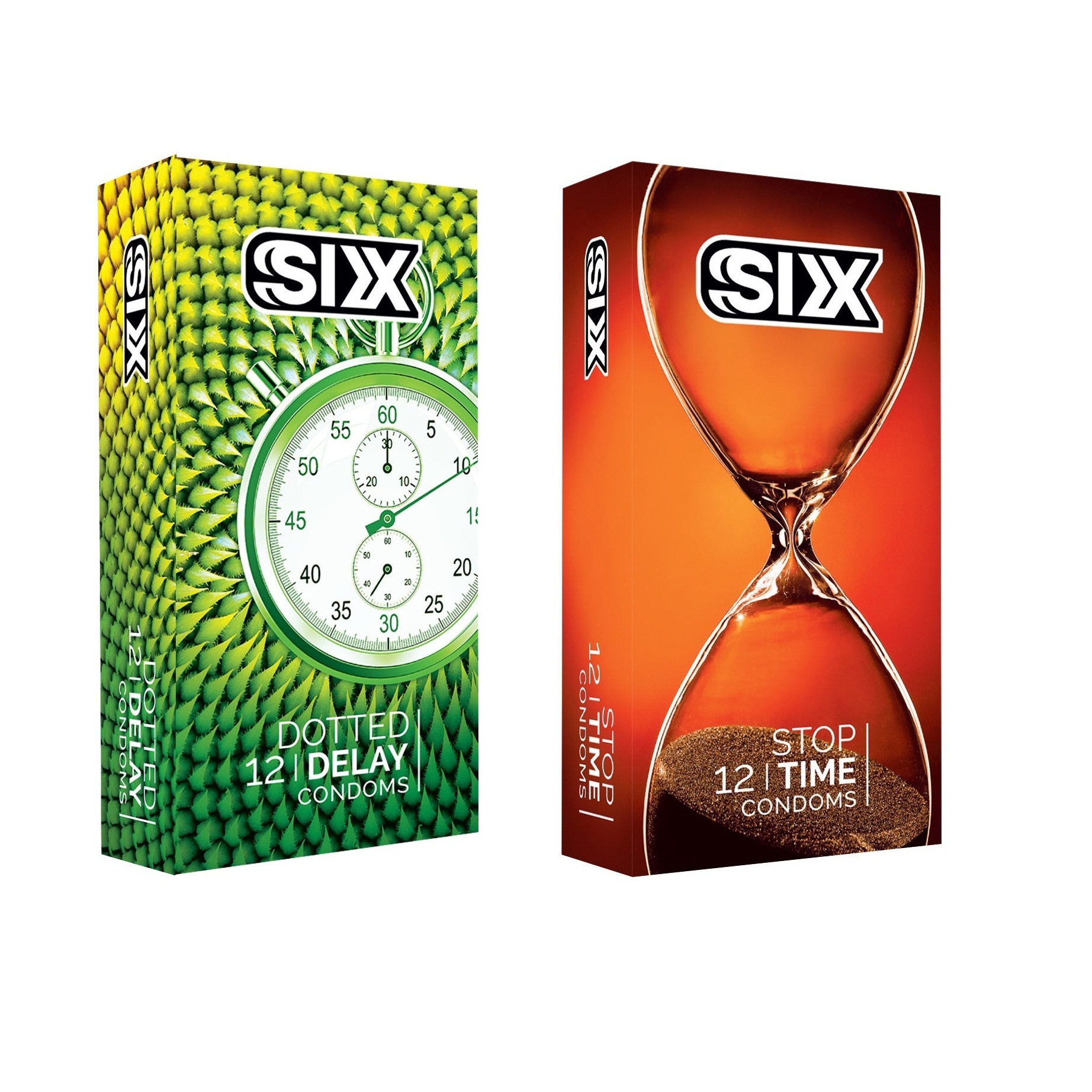 کاندوم سیکس مدل DottedDelay بسته 12 عددی به همراه کاندوم سیکس مدل Stop Time بسته 12 عددی