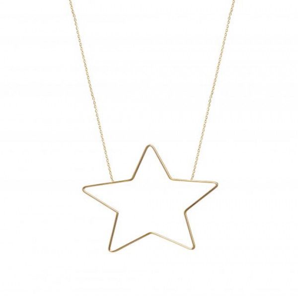 گردنبند طلا 18 عیار زنانه طلا و جواهر درریس مدل ستاره