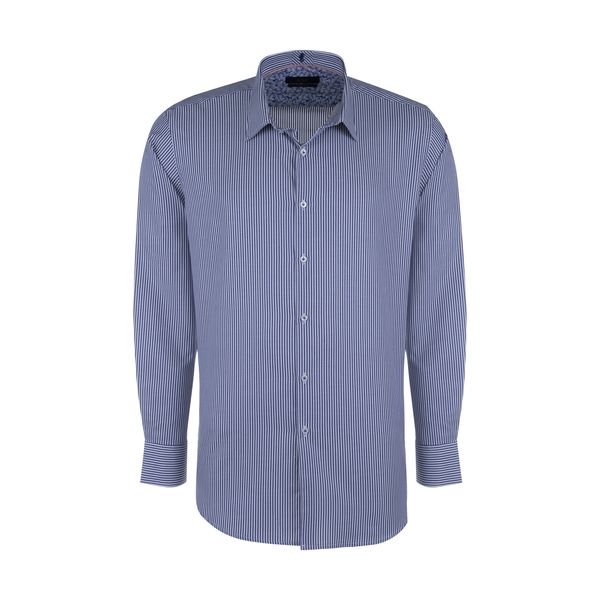 پیراهن آستین بلند مردانه ایکات مدل PST1152334 رنگ آبی