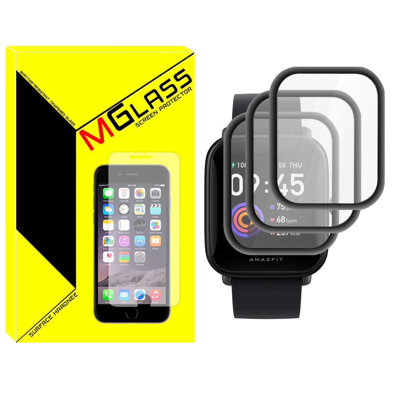 محافظ صفحه نمایش نانو ام‌گلس مدل Pmma-MG مناسب برای ساعت هوشمند امیزفیت ‎‌‏Bip U بسته سه عددی