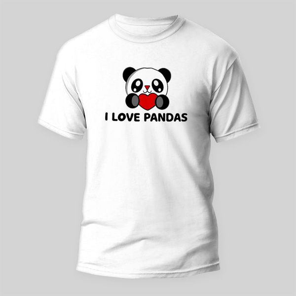 تی شرت آستین کوتاه مردانه مدل پاندا طرح Love Panda کد M24 رنگ سفید