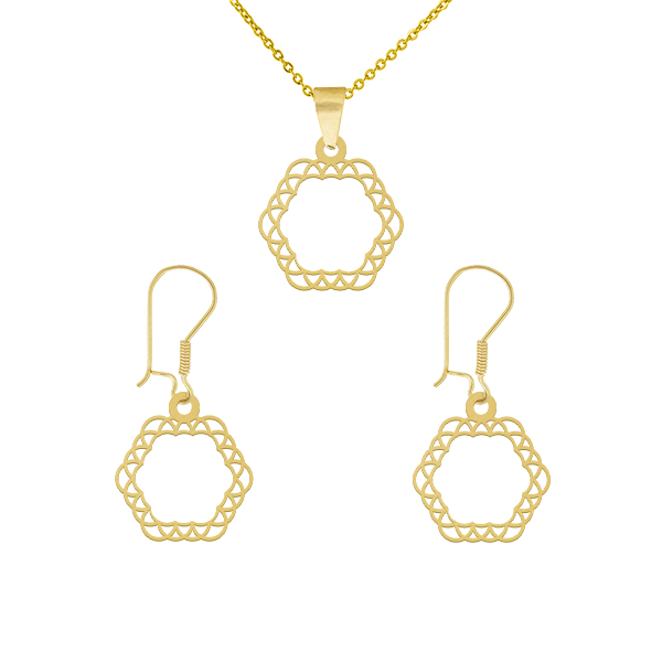 نیم ست طلا 18 عیار زنانه طلای کامک مدل شش ضلعی کد 80