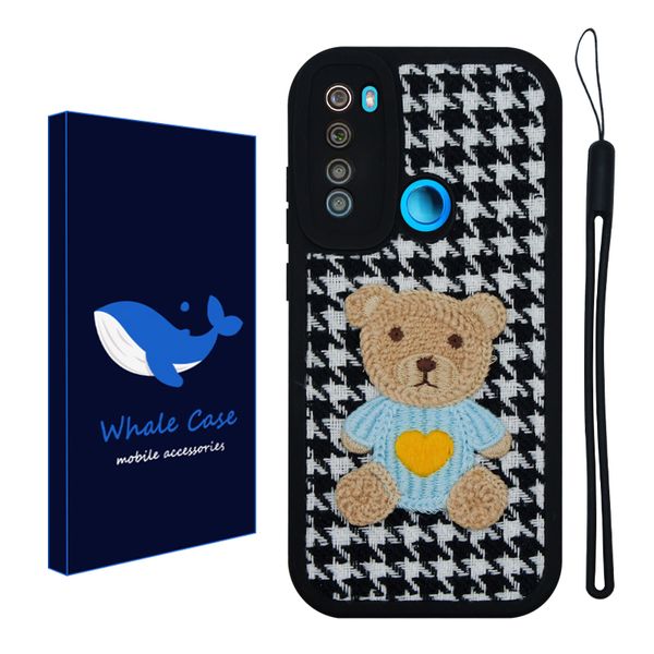 کاور وال کیس مدل خرس پارچه ای مناسب برای گوشی موبایل شیائومی Redmi Note 8 به همراه بند آویز