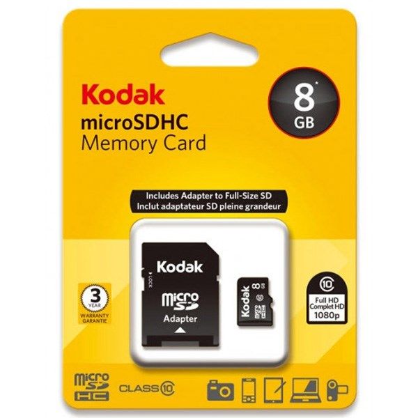 کارت حافظه microSDHC کداک کلاس 10 استاندارد UHS-I U1 سرعت 30MBps همراه با آداپتور SD ظرفیت 8 گیگابایت