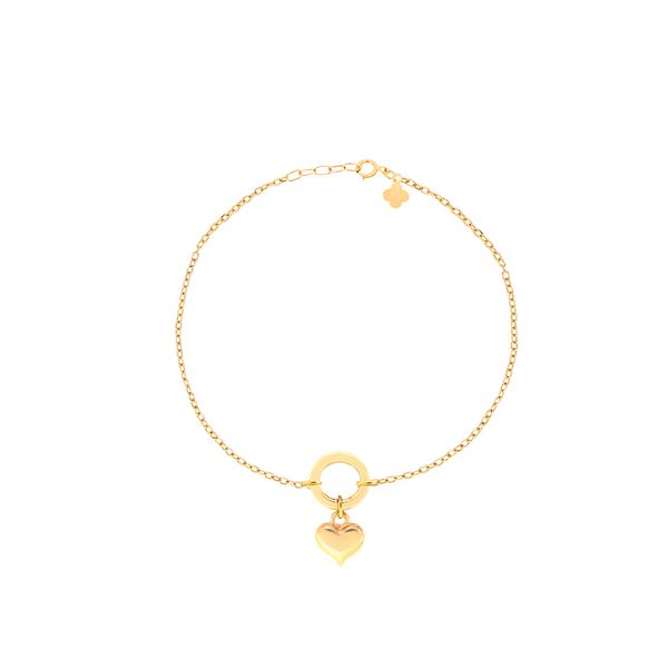 دستبند طلا 18 عیار زنانه ماوی گالری مدل زنجیر و پروفیل آویز قلب