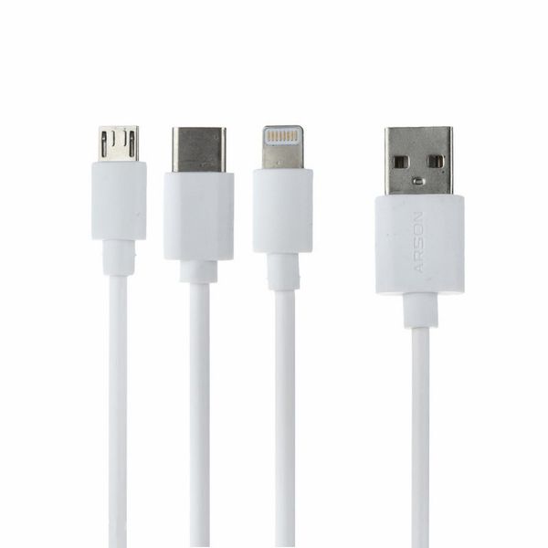 کابل تبدیل USB به USB-C/ لایتنینگ/ microUSB آرسون مدل T 3 طول 1 متر