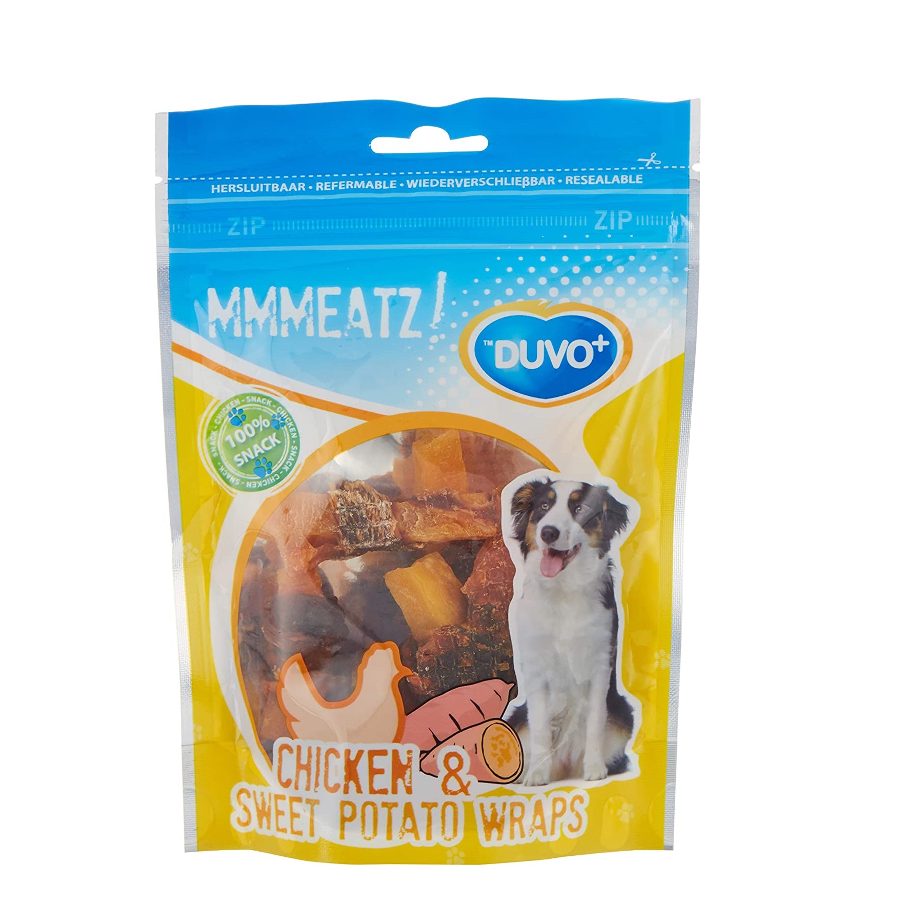 تشویقی سگ دوو پلاس مدل Chicken &amp; Sweet Potato Warps وزن 100 گرم