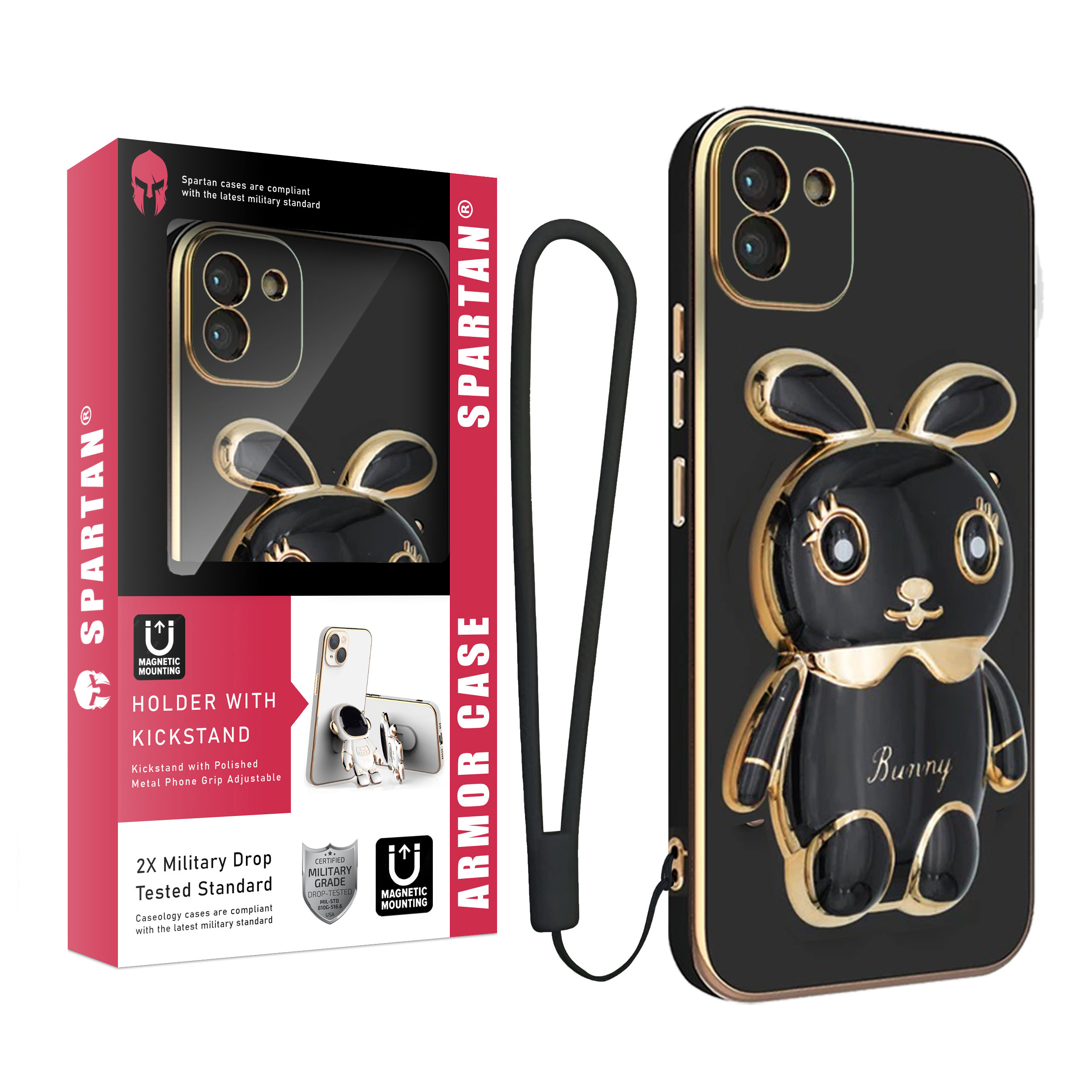 کاور اسپارتان مدل Bunny Strap مناسب برای گوشی موبایل سامسونگ Galaxy A03 به همراه بند