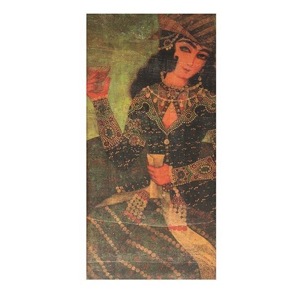 تابلو چوبی گالری پله طرح زن با جامی در دست کد 34
