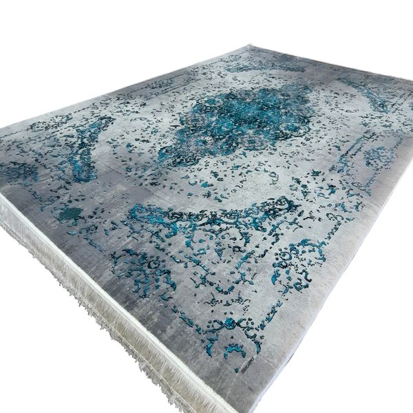 فرش ماشینی دیبا مدل وینتیج زمینه طوسی