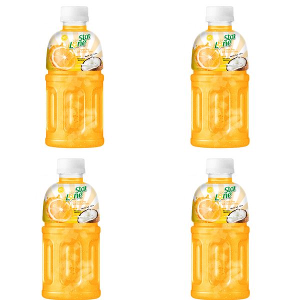 نوشیدنی بدون گاز پرتقال حاوی تکه های نارگیل لون استار - 320 میلی لیتر بسته 4 عددی