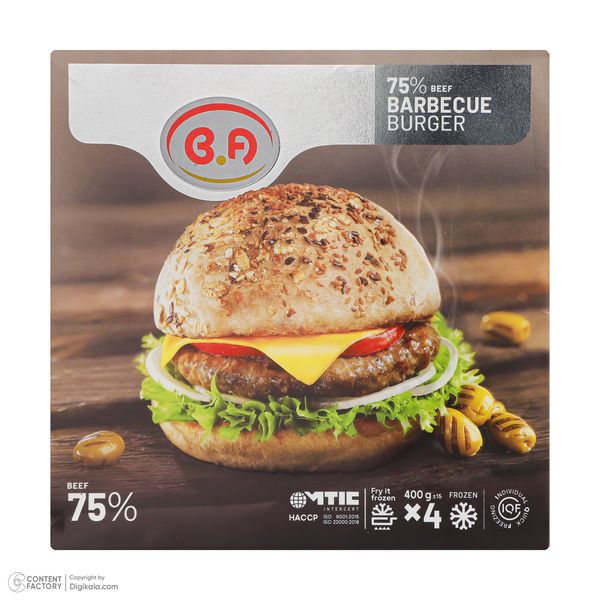 همبرگر ذغالی گوشت 75 درصد ب آ - 400 گرم