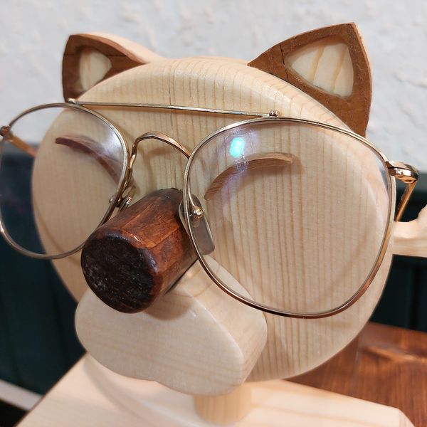 نگهدارنده عینک مدل چوبی طرح گربه کد 2204