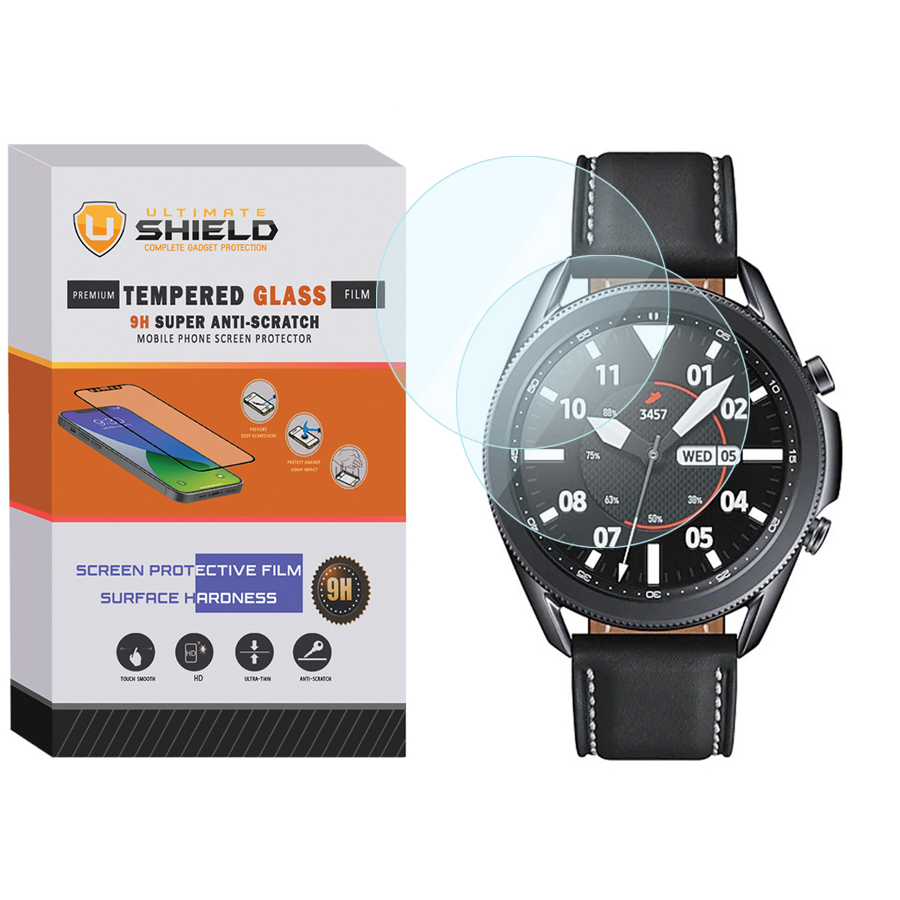 محافظ صفحه نمایش شیشه ای آلتیمیت شیلد مدل SH-UL مناسب برای ساعت هوشمند سامسونگ Galaxy Watch 3 45mm بسته دو عددی