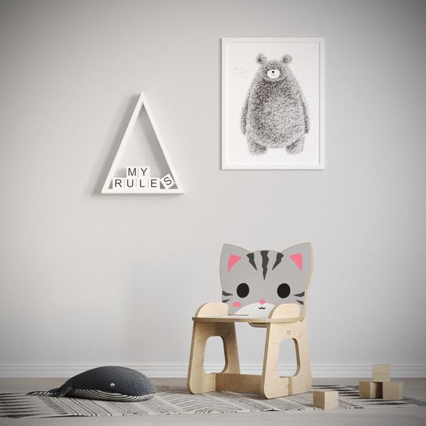 صندلی کودک مدل باغ وحش چوبی گربه