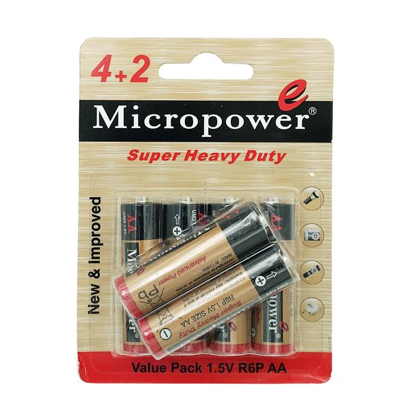 باتری قلمی میکروپاور مدل 6R6 بسته 6 عددی 