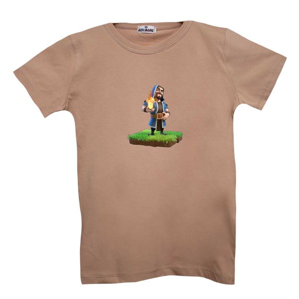 تی شرت آستین کوتاه بچگانه مدل کلش رویال کد16 رنگ کرم