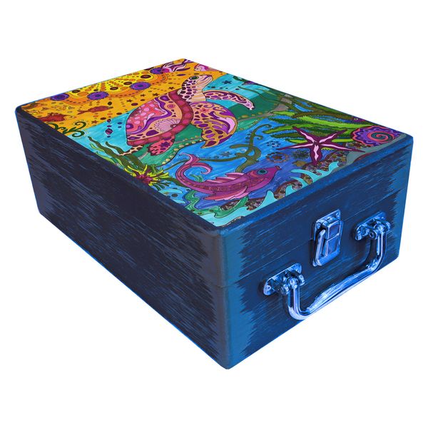  جعبه هدیه مدل چمدان چوبی طرح بهاری کد WS753