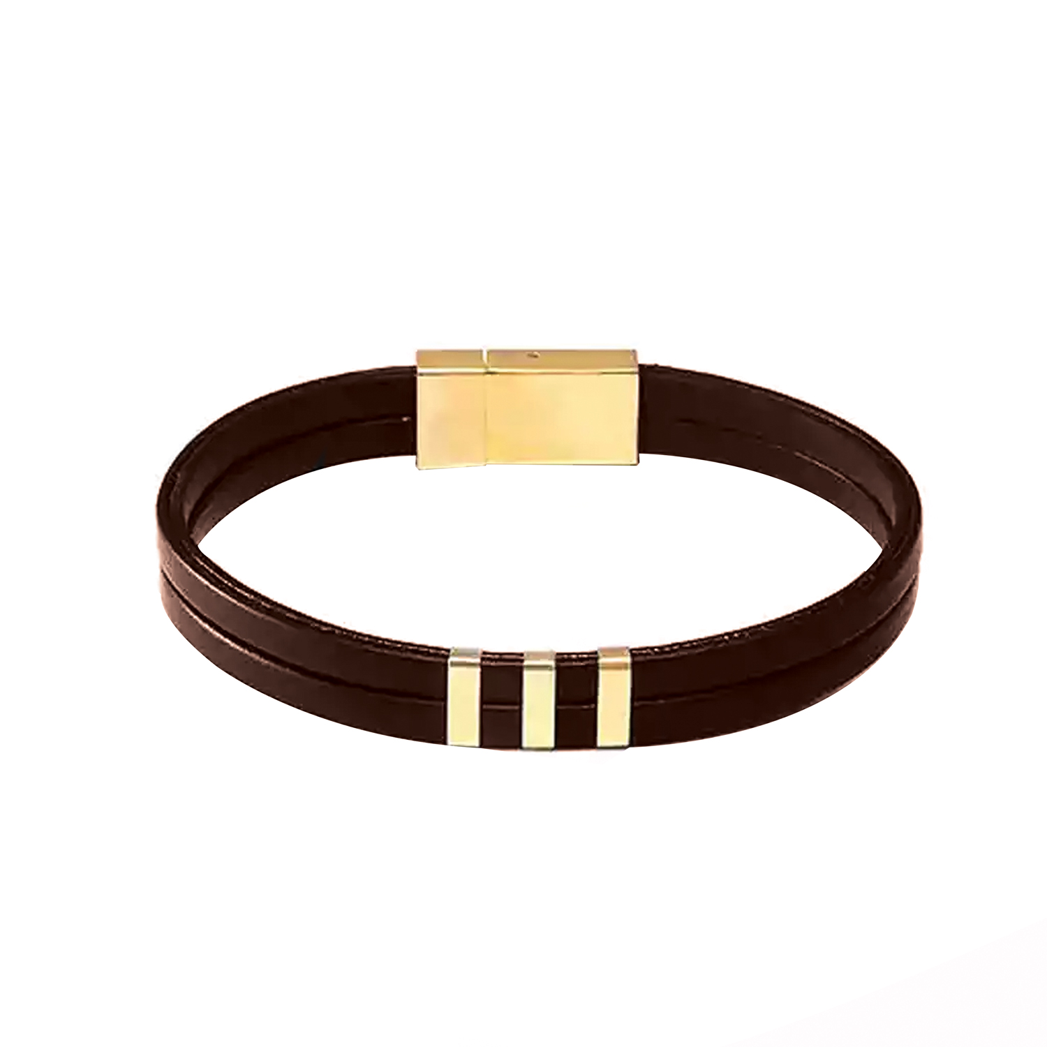 دستبند طلا 18 عیار مردانه گالری روبی مدل سه خط موازی