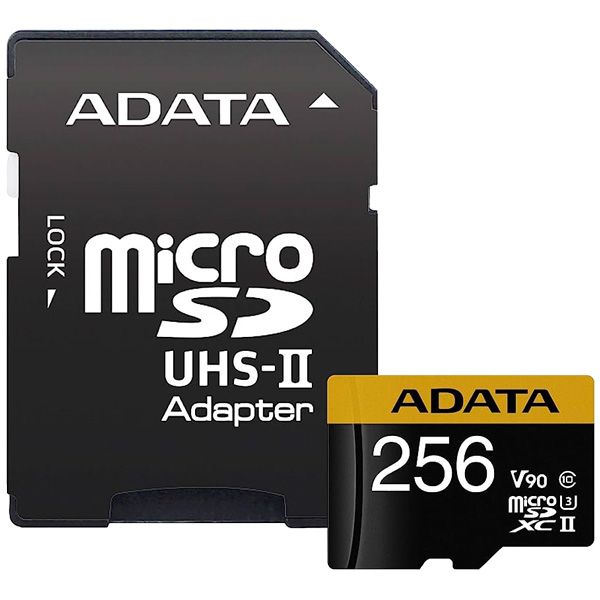 کارت حافظه microSDXC ای دیتا مدل Premier ONE V90 کلاس 10 استاندارد UHS-II U3 سرعت 290MBps همراه با آداپتور SD ظرفیت 256 گیگابایت