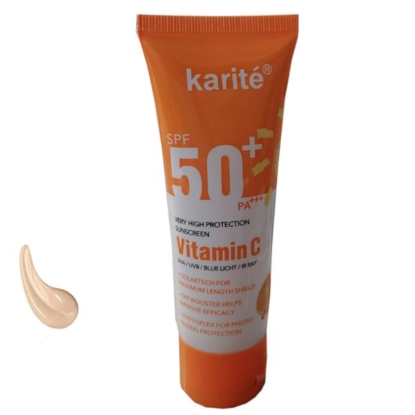 کرم ضد آفتاب رنگی کاریته SPF 50 مدل ویتامین C ‌مناسب انواع پوست حجم 75 میلی‌لیتر