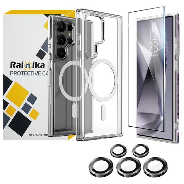 کاور رینیکا مدل 3in1 مناسب برای گوشی موبایل سامسونگ GALAXY S24 ULTRA به همراه محافظ لنز و محافظ صفحه نمایش شیشه ای