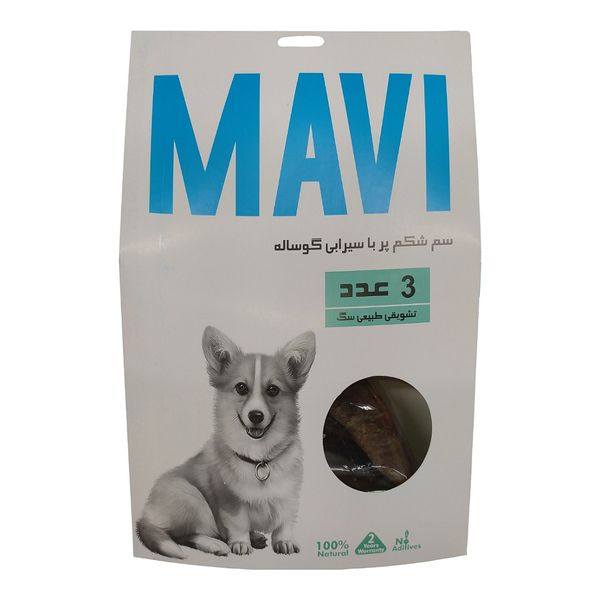 تشویقی سگ ماوی مدل سم شکم پر با سیرابی وزن 150 گرم بسته 3 عددی