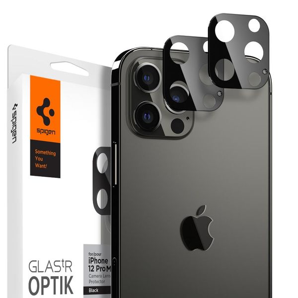 محافظ لنز دوربین اسپیگن مدل GlastR مناسب برای گوشی موبایل اپل iphone 12 pro max بسته دو عددی