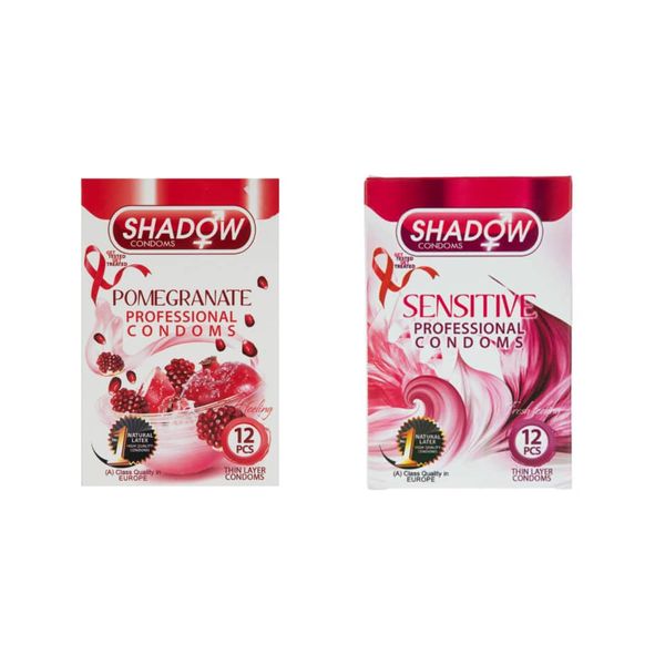  کاندوم شادو مدل sensitive and pomegranate مجموعه 2 عددی