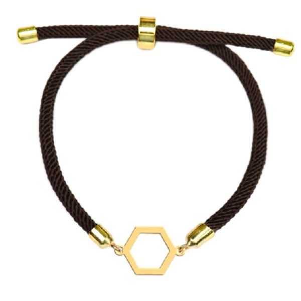 دستبند طلا 18 عیار زنانه سارگلد مدل  شش ضلعی WBLADGH-000027 بند مشکی