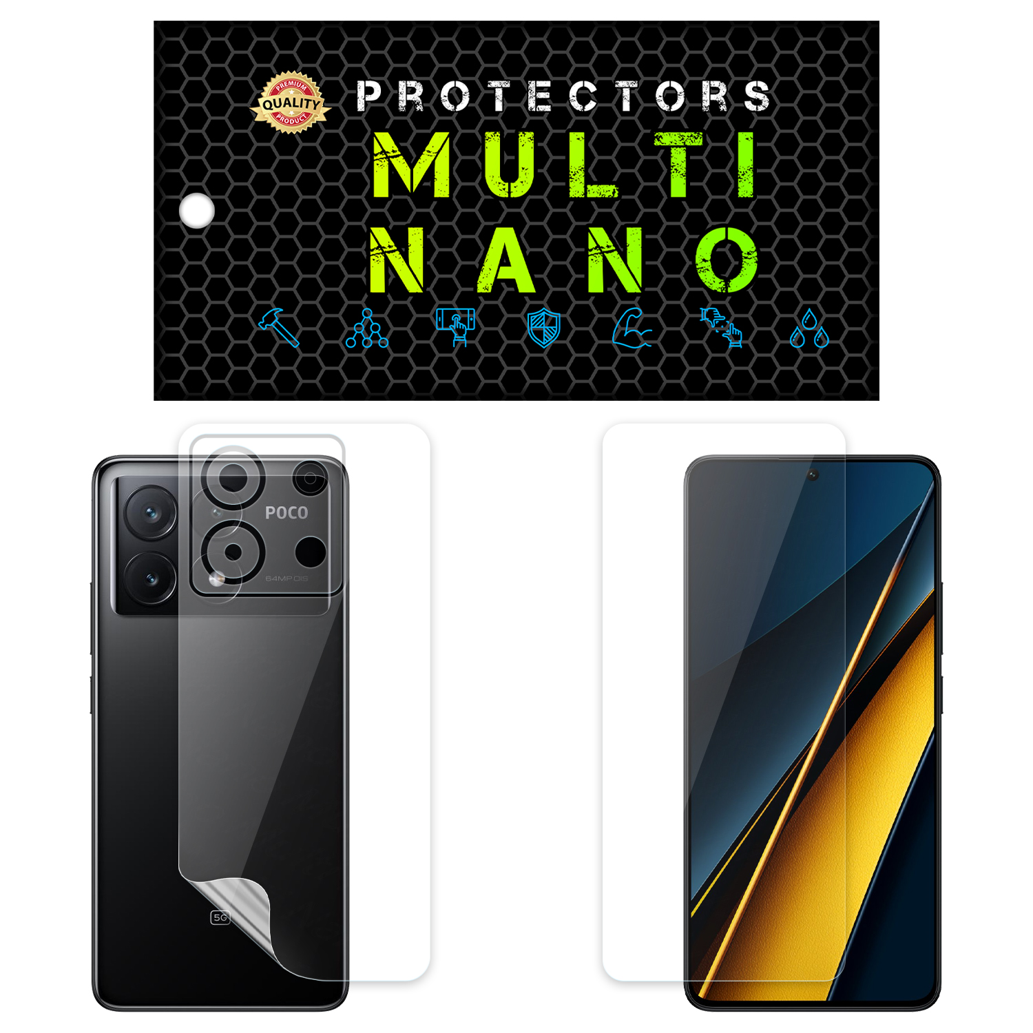 محافظ صفحه نمایش مولتی نانو مدل X-SFT مناسب برای گوشی موبایل شیائومی Poco X6 به همراه محافظ پشت