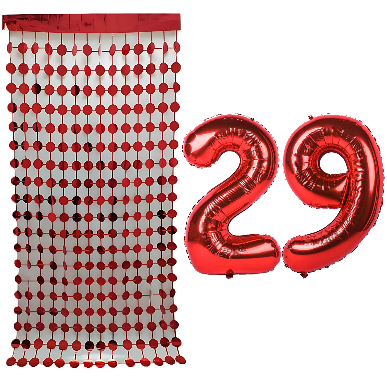 بادکنک فویلی مستر تم طرح عدد 29 به همراه ریسه تزئینی بسته 3 عددی