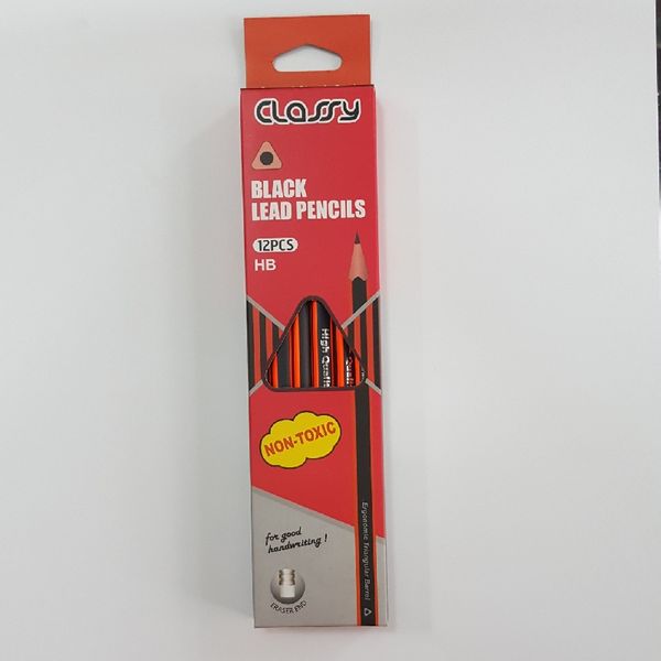مداد مشکی کلاسی مدل پاکن دار بسته 12 عددی